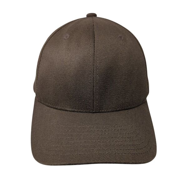 Yupoong Fitted Hat Brown Large-XL Flexfit Solid Blank 6 Panel Outdoor - Picture 1 of 8